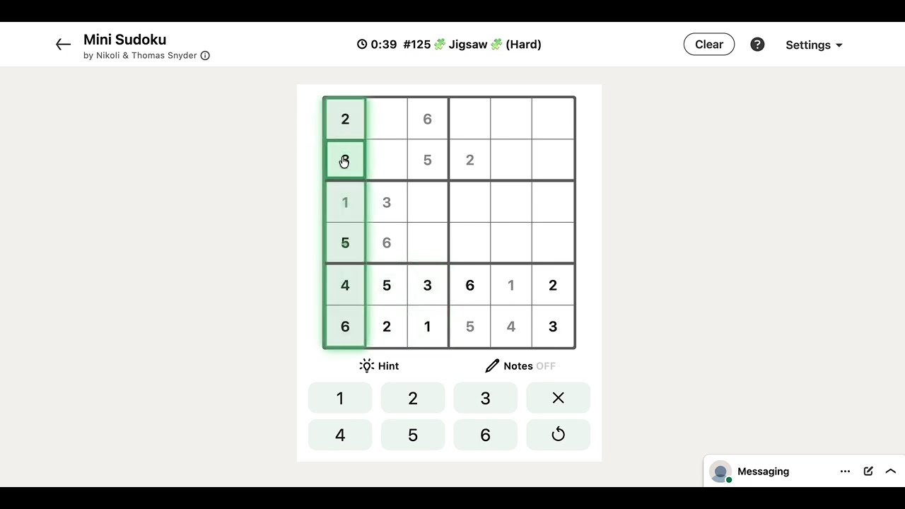 LinkedIn Mini Sudoku Answer Today #125 Jigsaw #sudoku