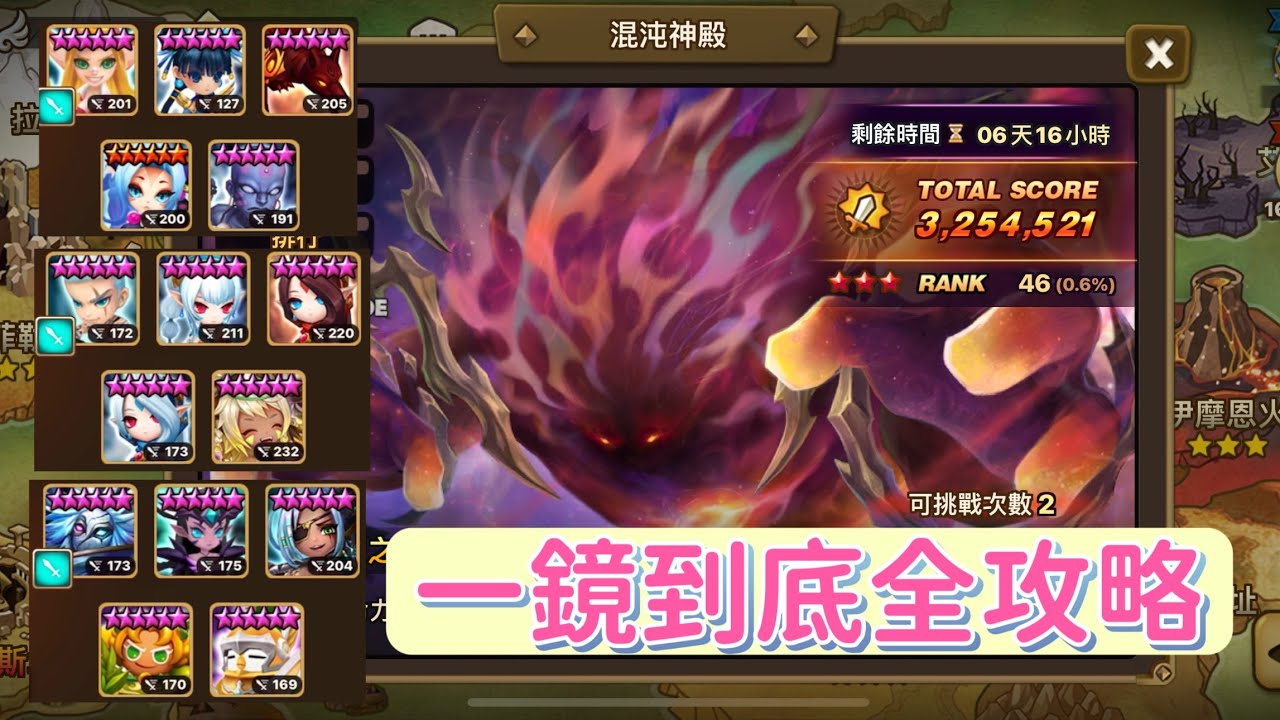 魔靈召喚｜混沌神殿攻略｜原來神殿只有一個禮拜時間可以打🤣除了水神殿其他神殿都適用火德拉坎😖對沒有的人要緊進排行榜好難🥺｜summoner war