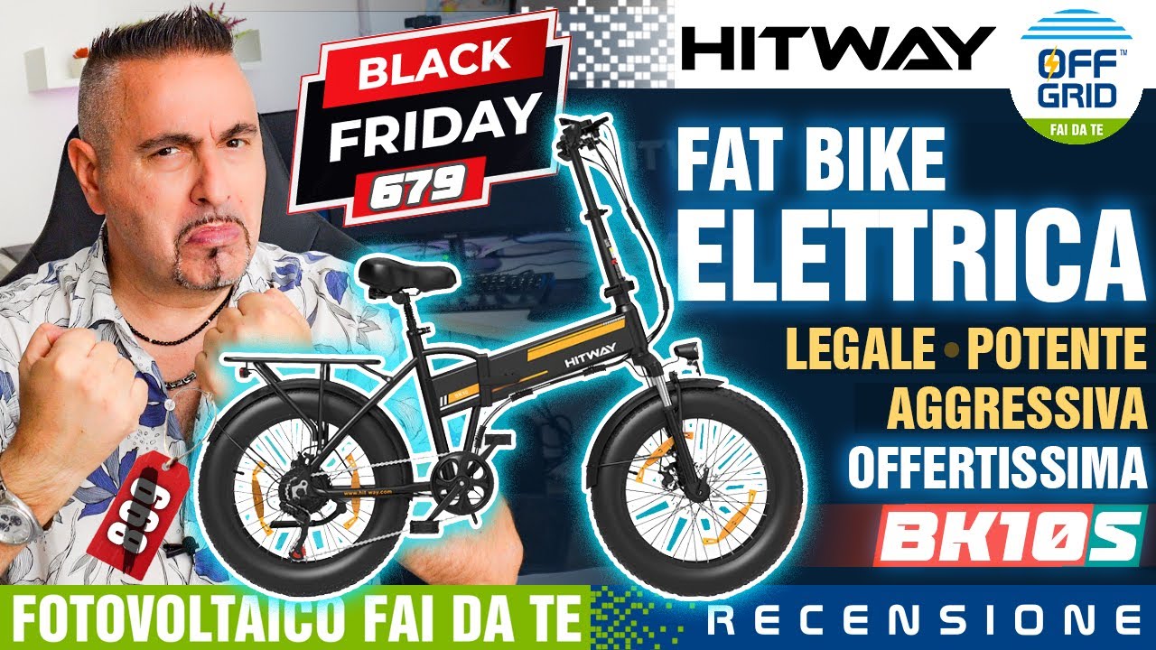 Fat Bike HITWAY BK10S Offerta Bici Elettrica Legale Pieghevole 3 Velocità Batteria 48V #blackfriday