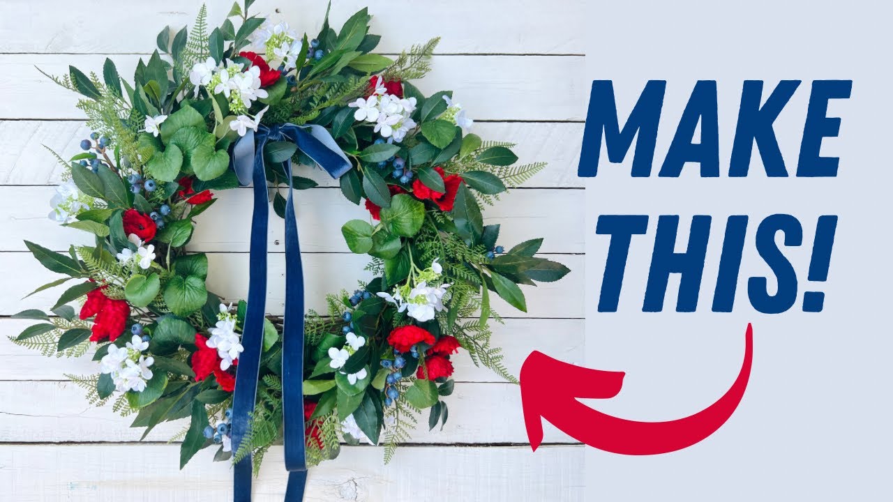 How to make a HIGH END red white and blue SUMMER WREATH! DIY Patriotic 4th of July Wreath