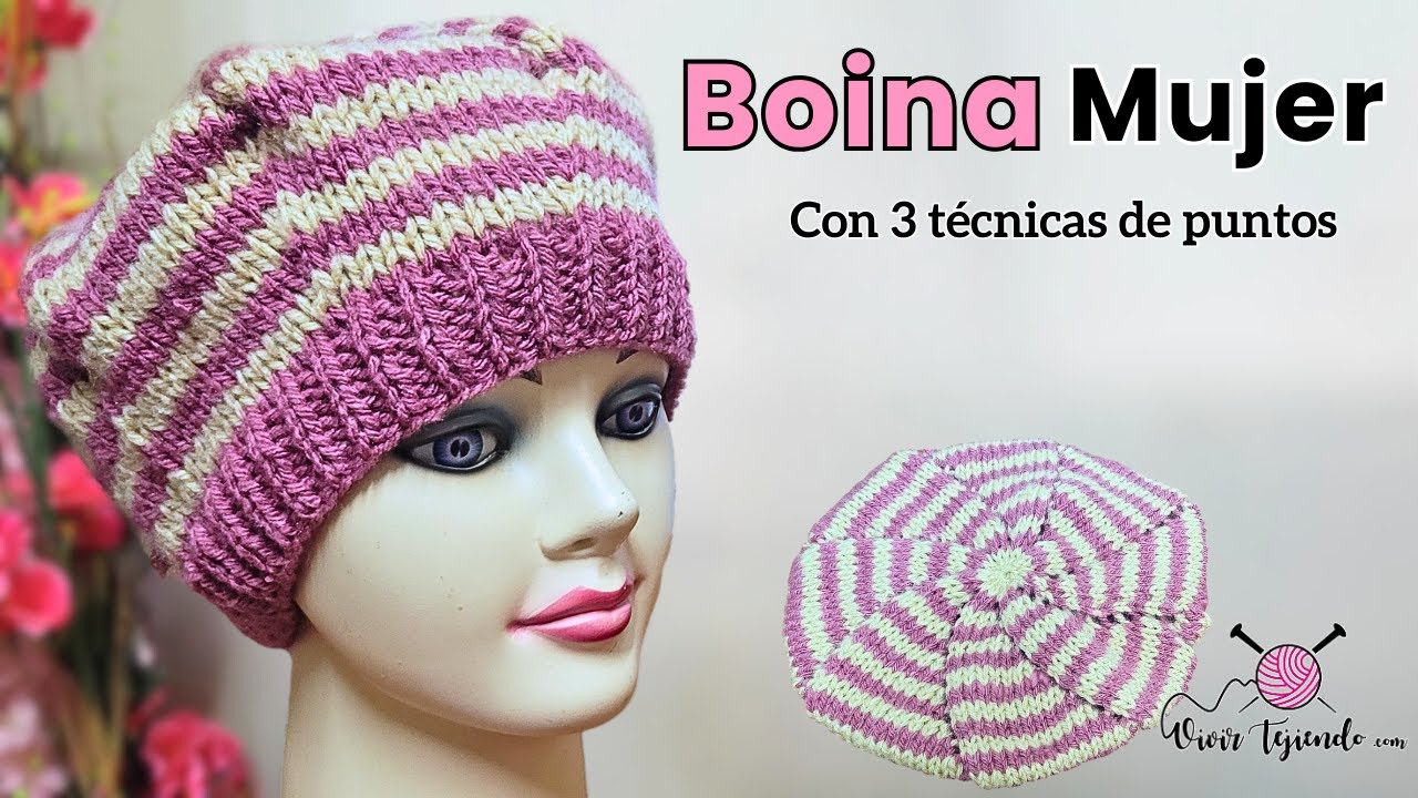 Boina para Mujer a Dos Agujas – Tejidos de Moda Fáciles de Tejer a Palitos