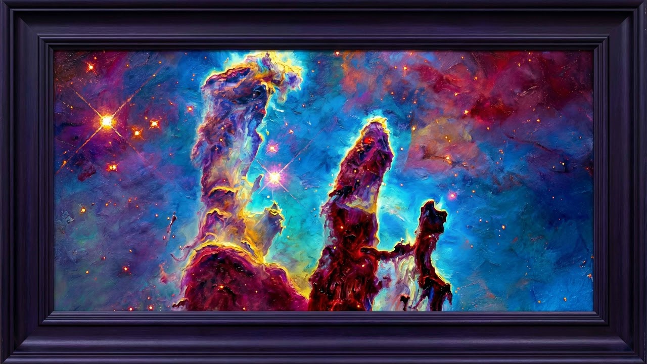 Pillars of Creation — Eagle Nebula in Oil Paint | 4K TV Art | 8 Hours