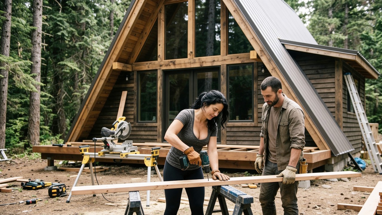 Couple builds Massive A-Frame house | Full construction