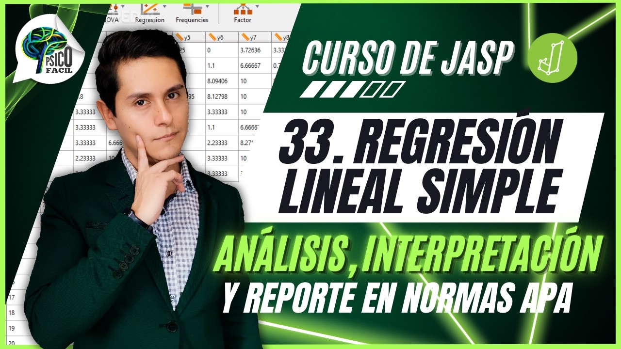 REGRESIÓN LINEAL SIMPLE en JASP | Explicación, interpretación y reporte en APA