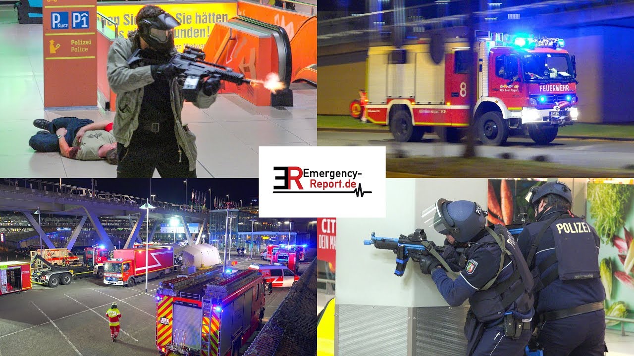 [ANTI-TERROR-ÜBUNG AM FLUGHAFEN KÖLN/BONN] - 1000 Einsatzkräfte probten den Ernstfall - [GROSSALARM]