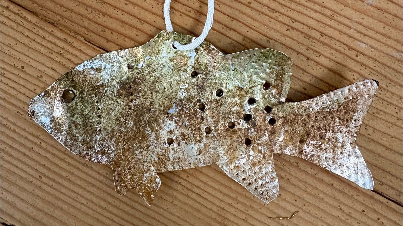 Token of Love. An embossed and punched tin fish for a Valentine’s gift 