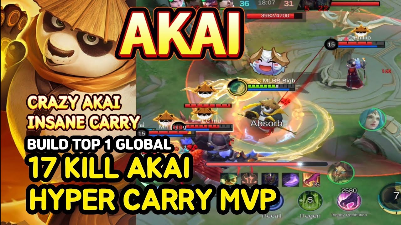 Akai (Mythical Glory): 17 Kills Hyper Carry Tank | Insane Akai MVP | BUILD TOP1 GLOBAL | MLBB
