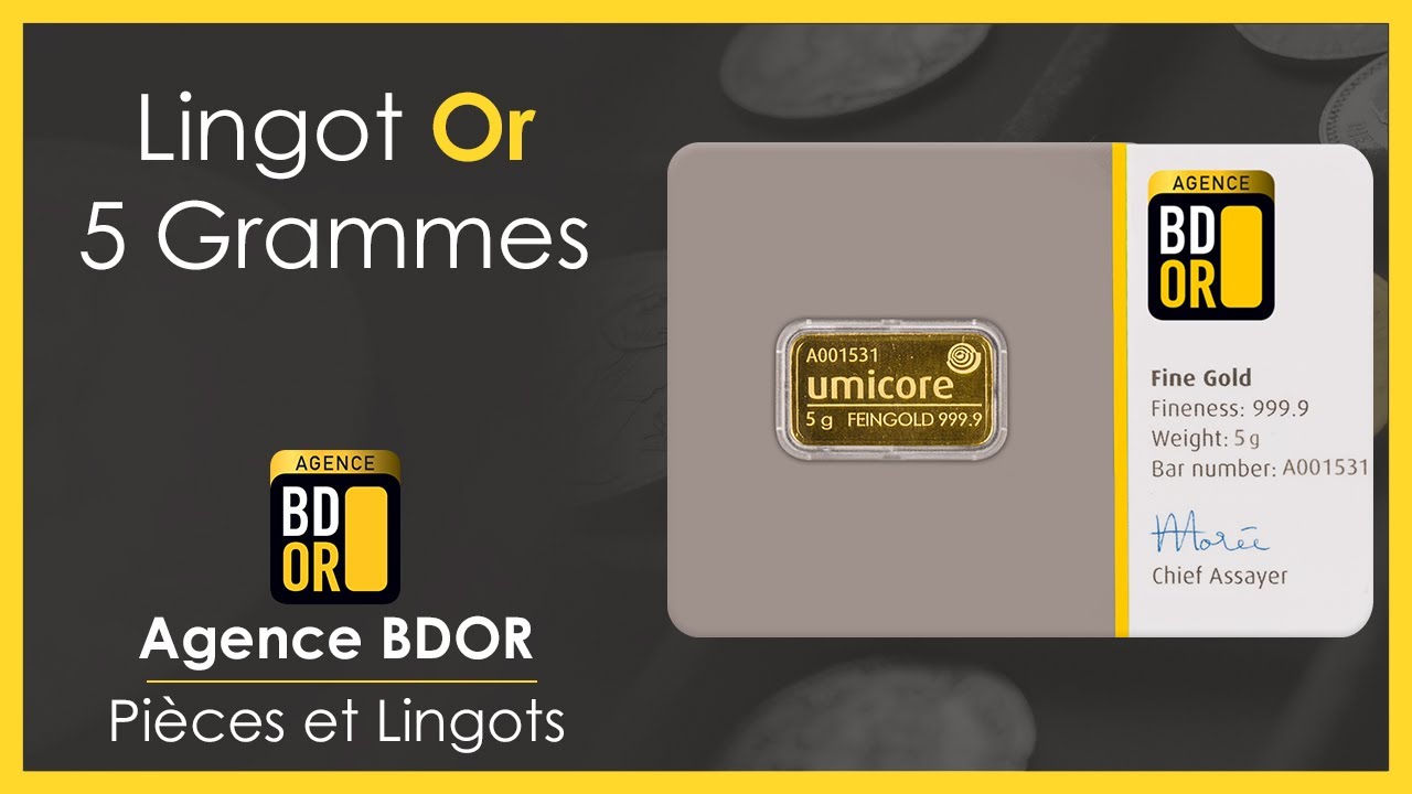 Lingotin Or 5 grammes - Prix et Cours Or - Agence BDOR - Mini Lingot d'Or