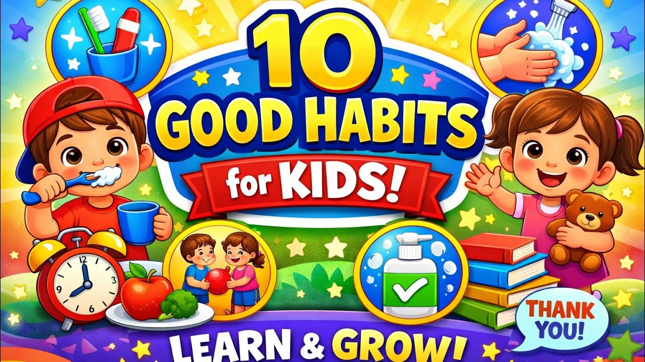 10 Good Habits for Kids | Daily Healthy Habits for Children | Fun Learning Video