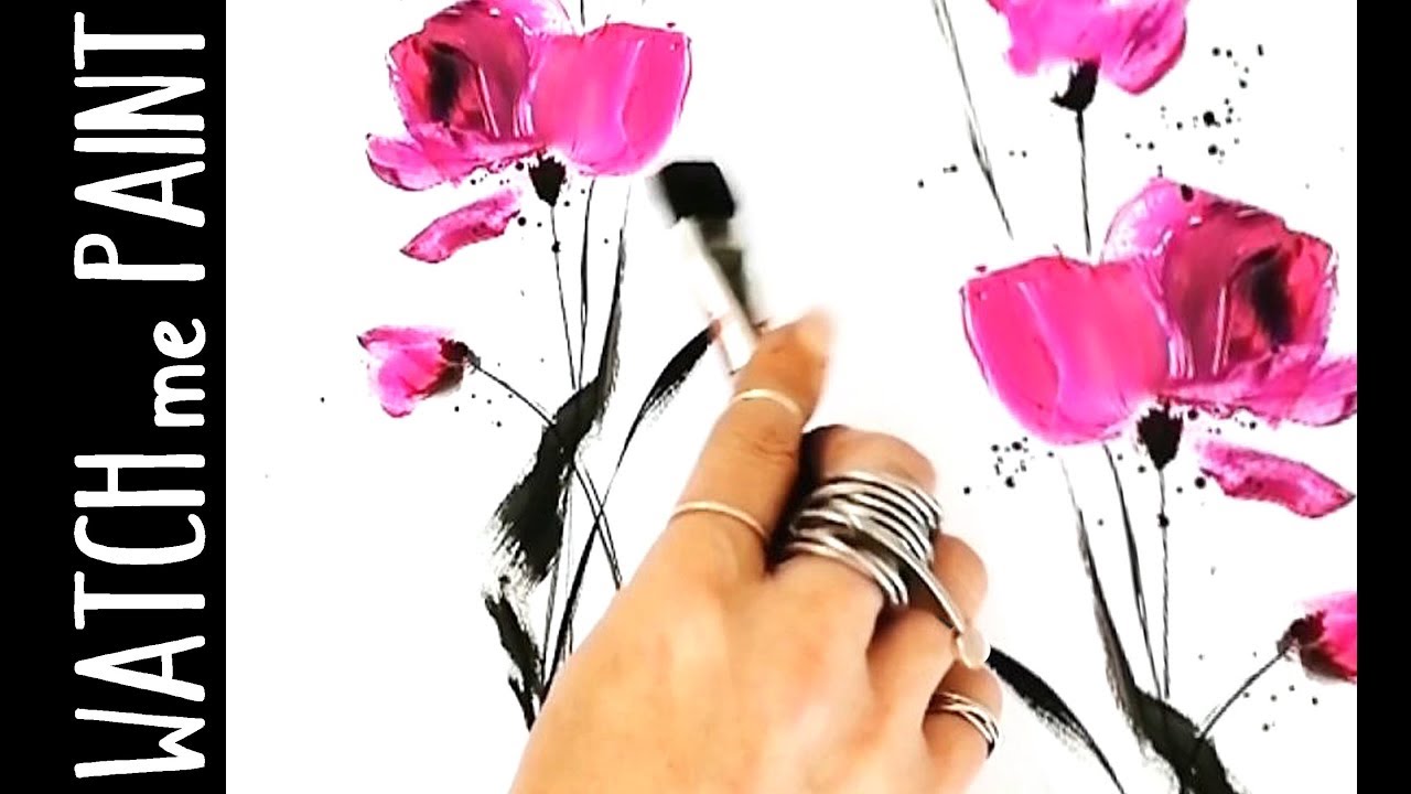 Acrylic painting - abstract floral art  - acrylic techniques - Satisfying demo
