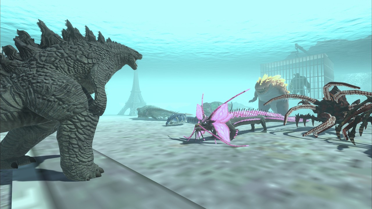Godzilla 2014 rescues Kong from deep-sea monsters. New Godzilla swimming mod showcase
