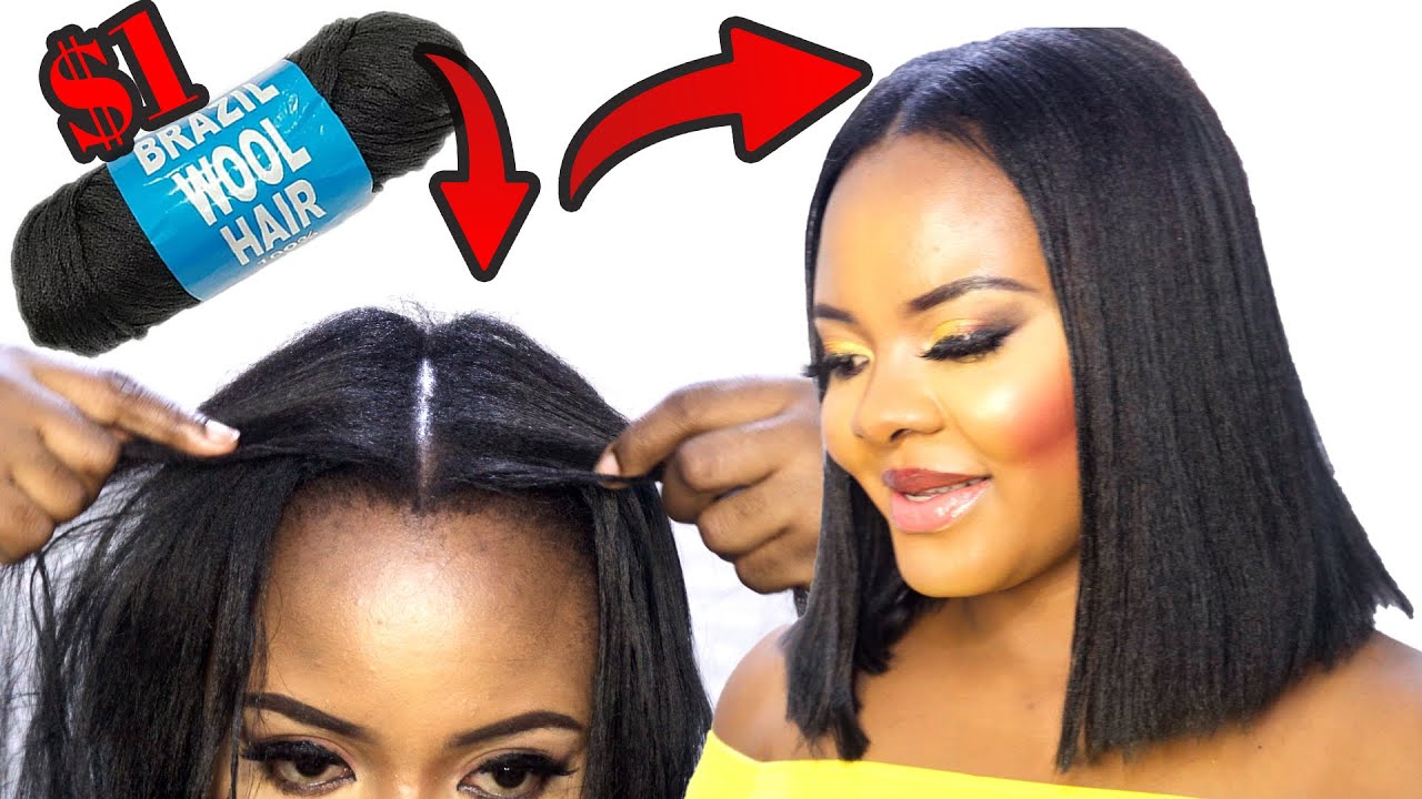 😲WOW! 🔥 I Did it ✔ $1 Bone Straight Using Brazilian Wool