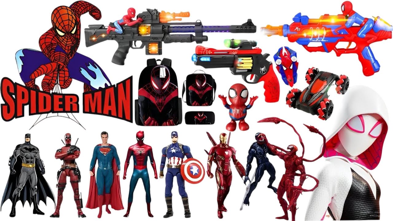 Marvel Spider-Man series unbox,popular Spider-Man action dolls,Spider-Man popular electric toy gun