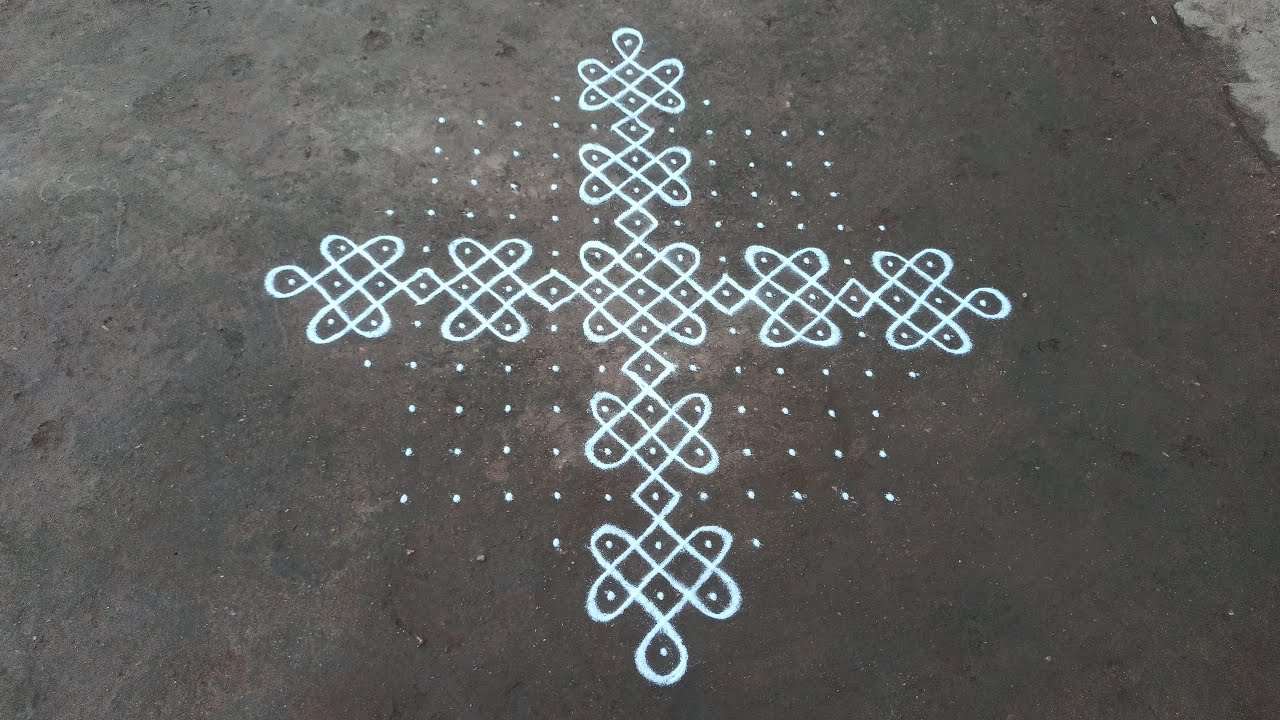 Margazhi kolam series | 17 x 1 dots  kambi kolam | 17 dots big sikku kolam | SathyaSelva Arts