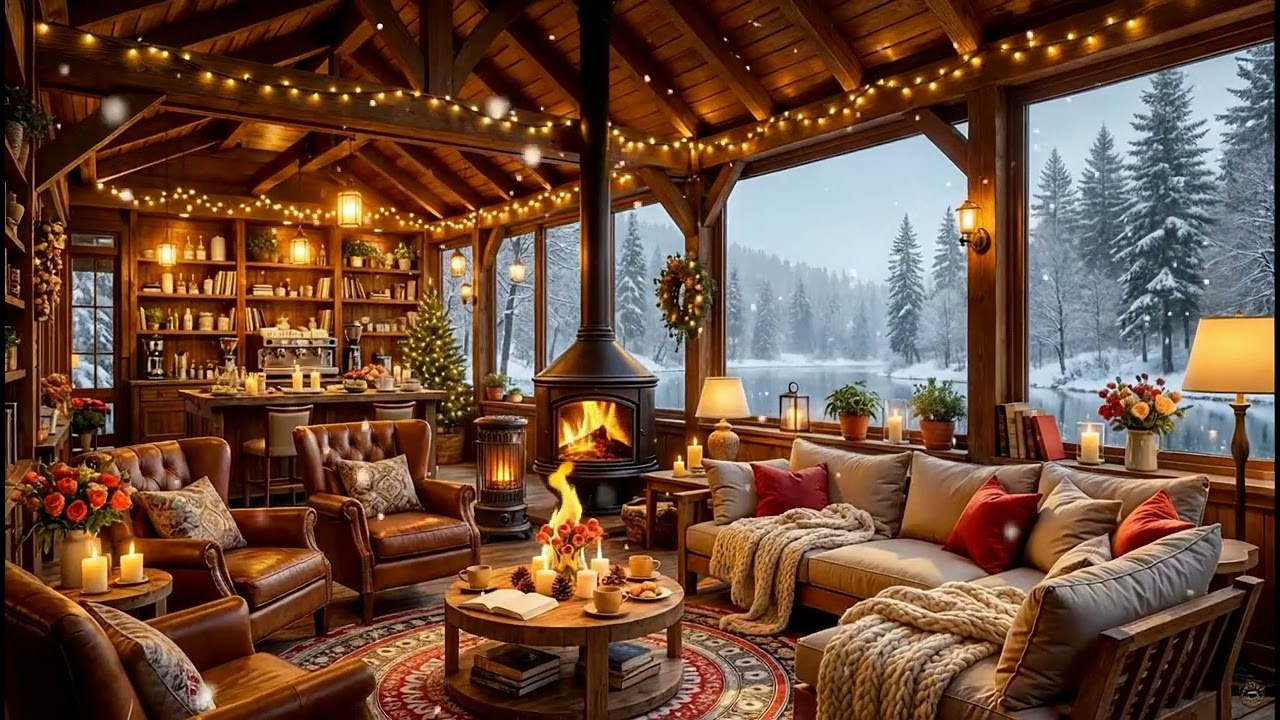 Relaxing January Winter at Cozy Coffee Shop Ambience ⛄ Soft Jazz Background Music to Study
