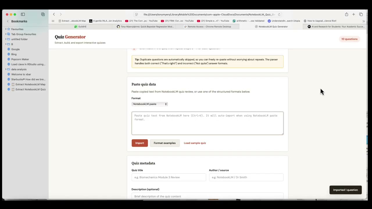 NotebookLM Quiz generator