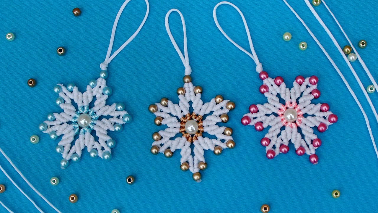 СНЕЖИНКА МАКРАМЕ. SNOWFLAKE MACRAME.
