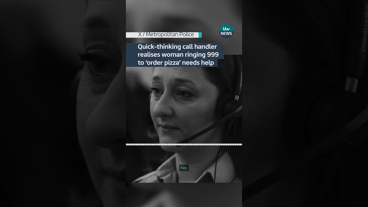 A heroic police call handler realises a woman asking for pizza is an urgent call for help #itvnews