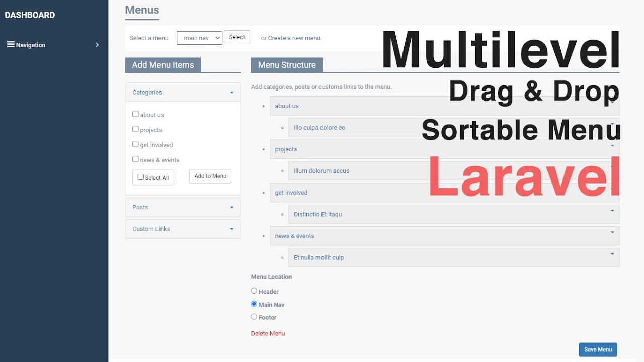 Multilevel Drag And Drop Menu Sortable Menu In Laravel Without Package