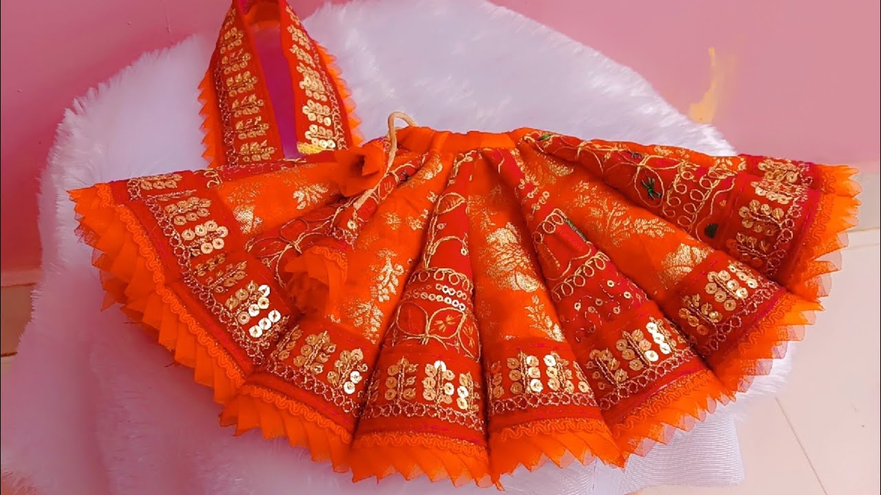 3,4,5,6 number Laddu Gopal💓bal radha Rani Kali vali dress banaye 2 different colour fabric se#yt