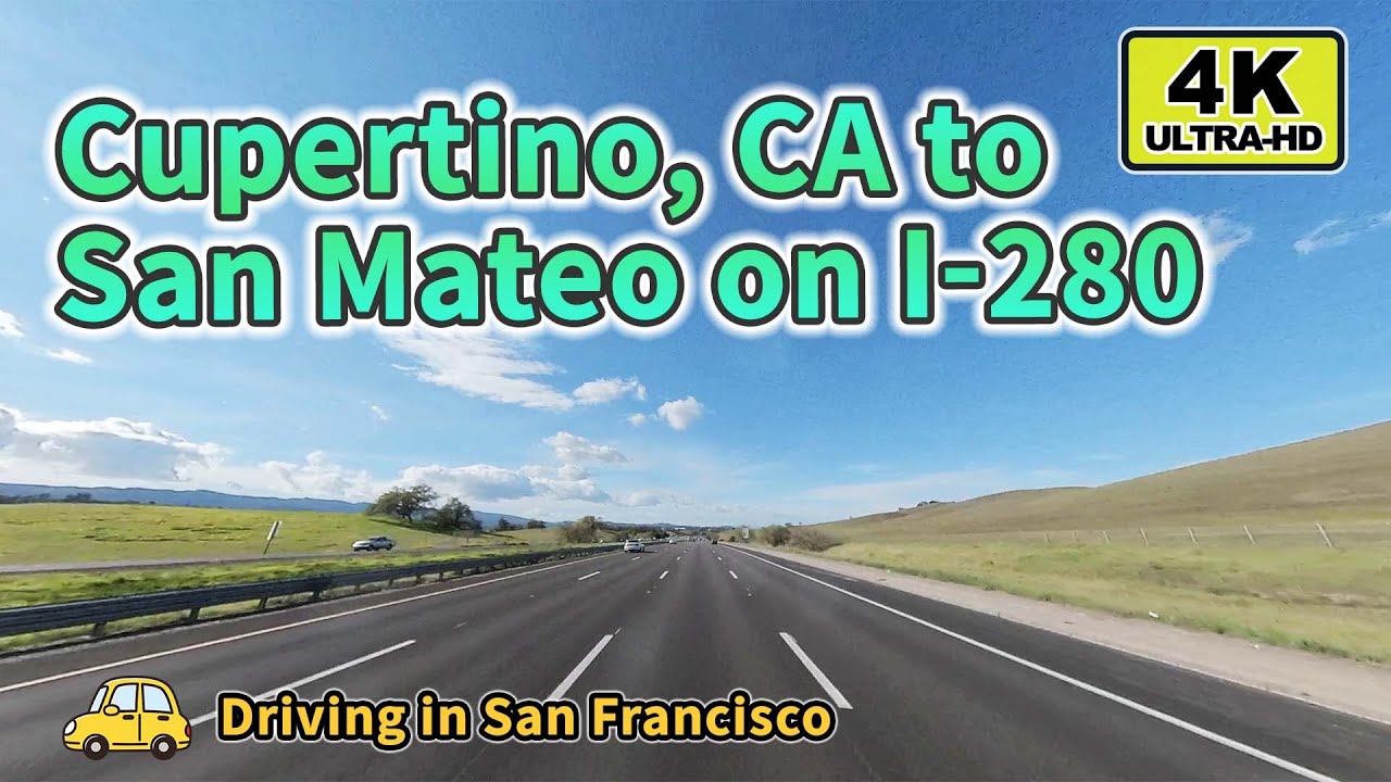 [4K] Cupertino to San Mateo on I-280 / CA-92