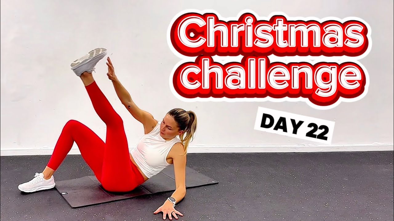 10 Minute Core Workout – Christmas Challenge Day 22 (No Equipment) 🔥🎄