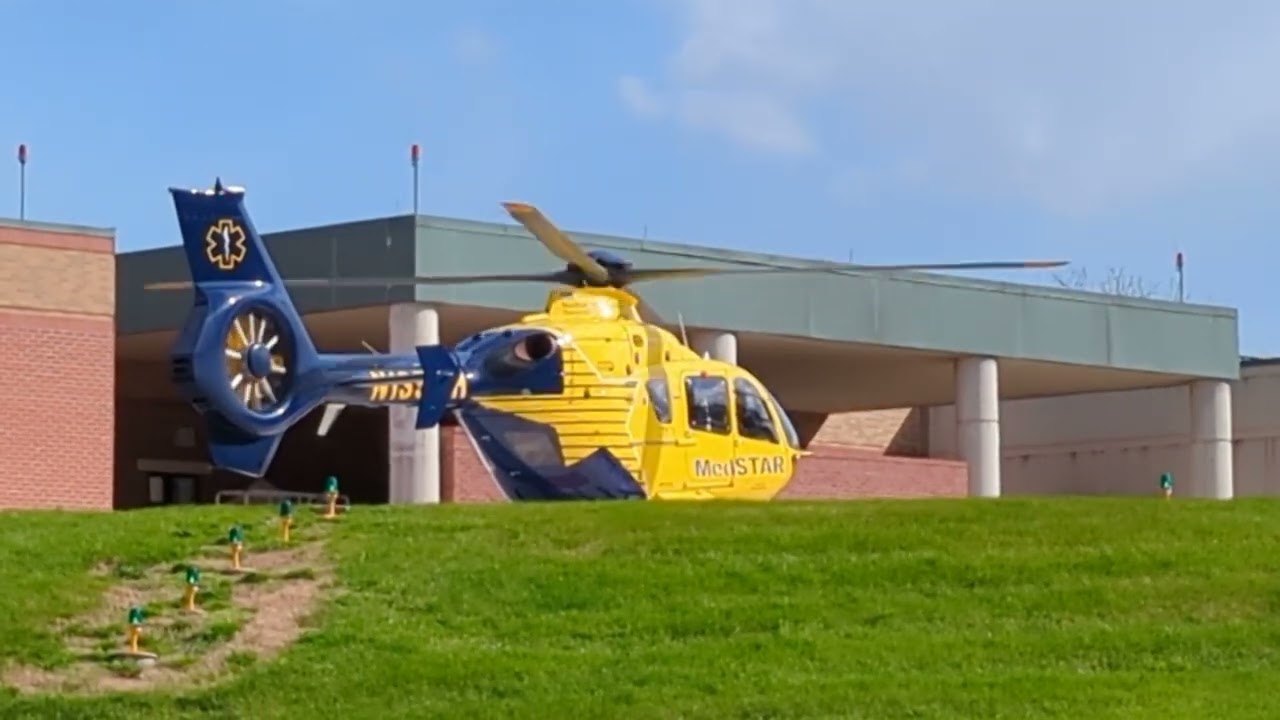 Medstar Helicopter Takeoff from St. Mary's Hospital - Maryland