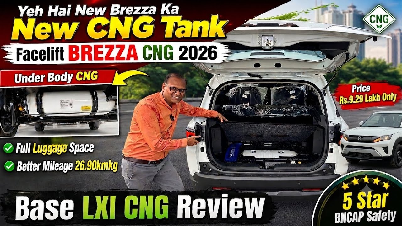 🔥 New Brezza CNG 2026 Base LXI Review | Under Body CNG Tank 😲 Full Boot Space | ₹9.29 Lakh Only