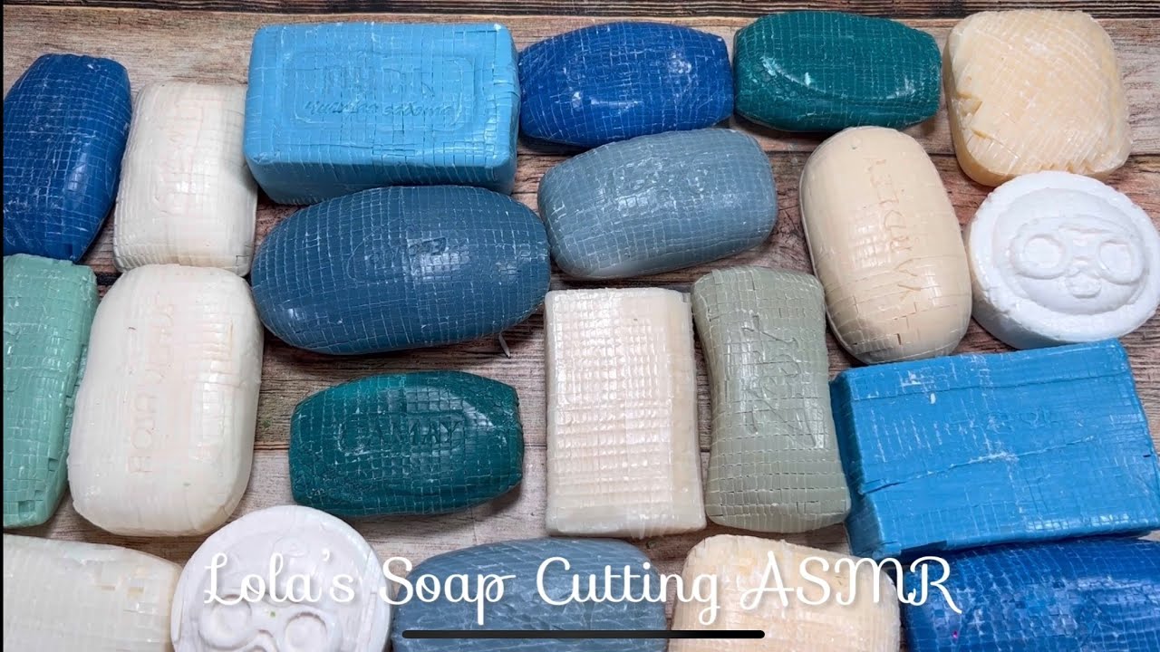 ASMR soap cube cutting 💙🤍💙Blue and white soap cube heaven!! Slow and relaxing ASMR