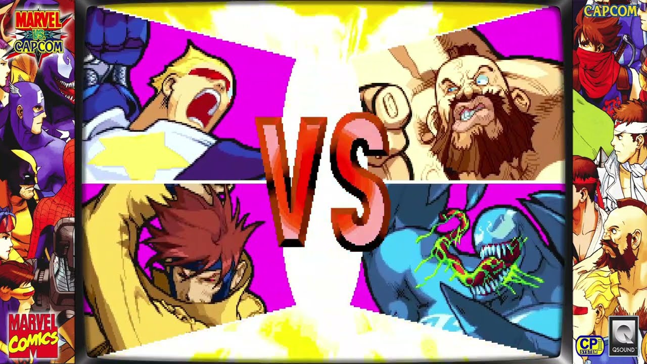 Marvel vs. Capcom – Captain Commando & Gambit vs Zangief & Venom