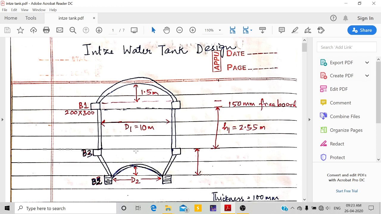 Design of Intze water tank