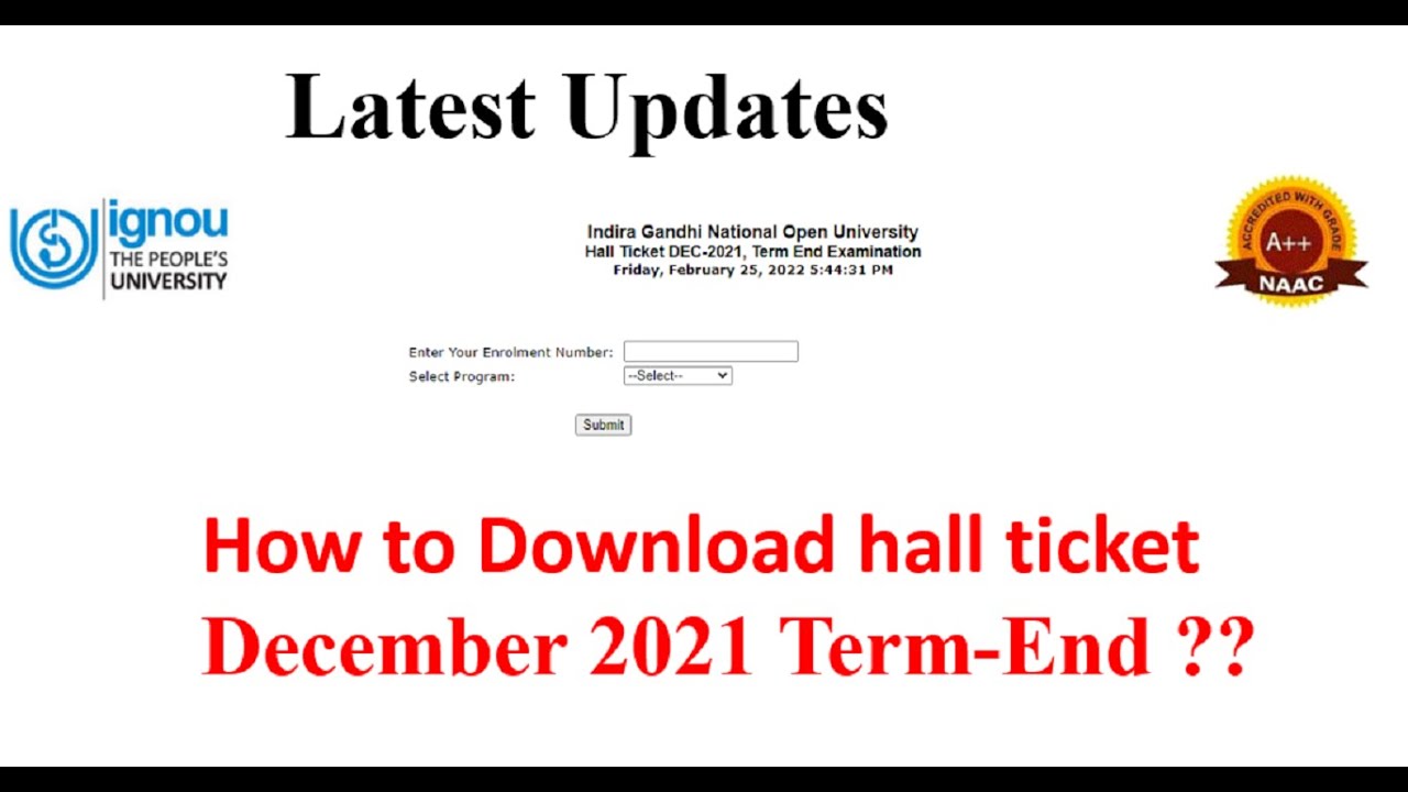 IGNOU download hall ticket|| admit card december 2021 || latest update || how to download