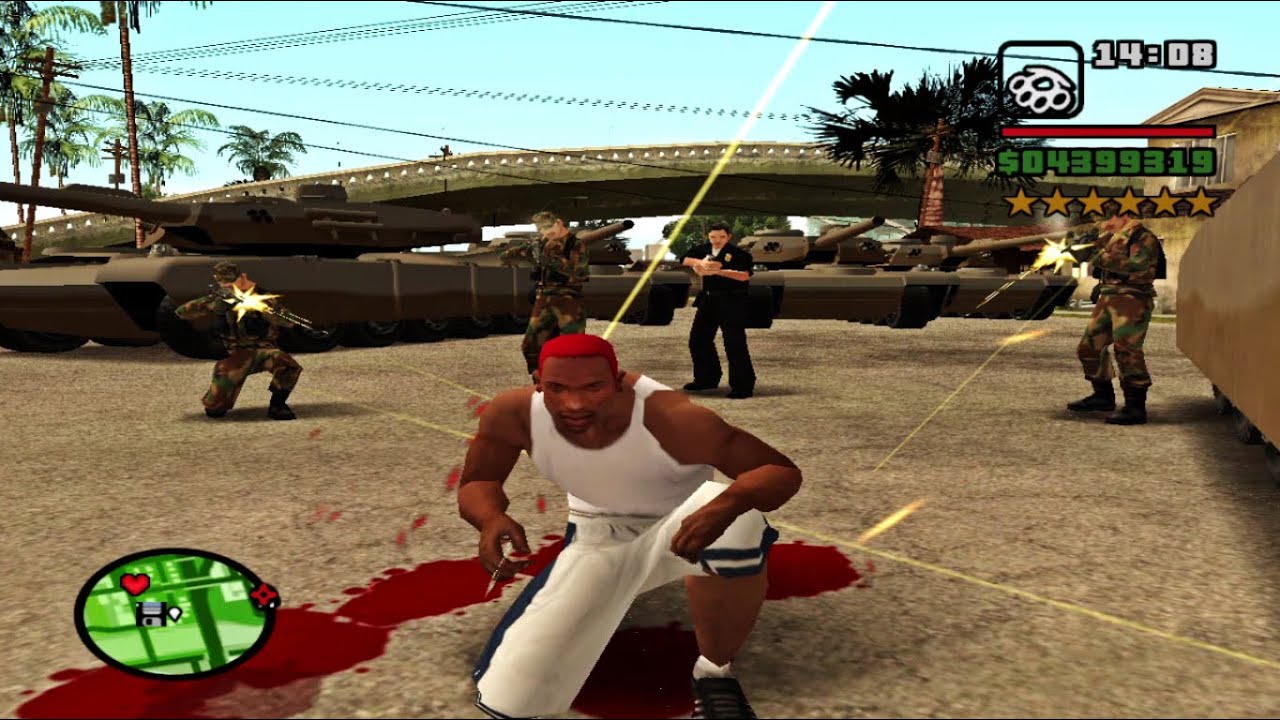 GTA San Andreas 100% 6 Wanted Stars Without Tanks Full Game