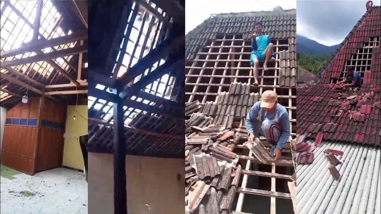 Memperbaiki Rumah Kena Angin Kencang Sampai Gentengnya Rusak Di Plosok Wonogiri Timur 