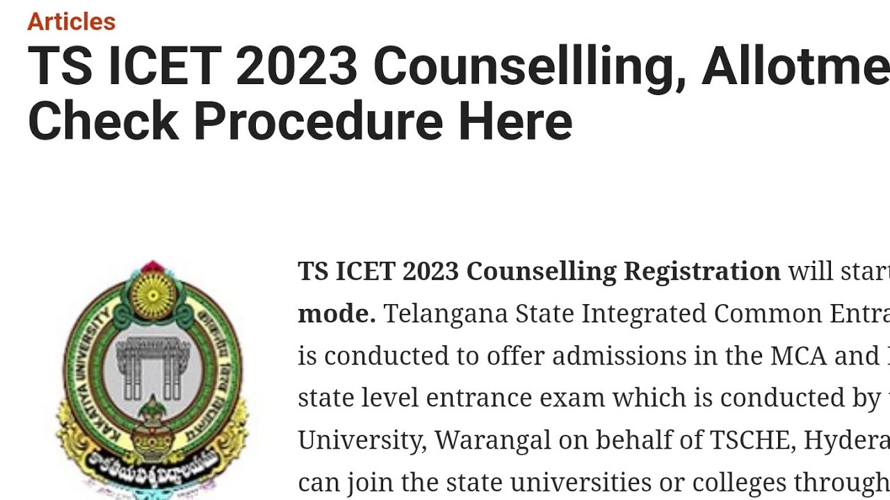 TS ICET Counselling 2023: Dates, Schedule, Registration, Process #tsicet #counceling #collegelist