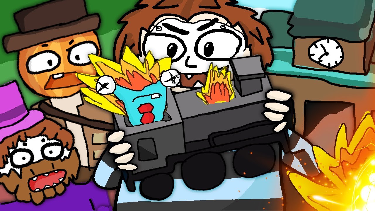 Manu sabotiert den Zug und Paluten, Zombey und maudado schreien 「Unrailed」