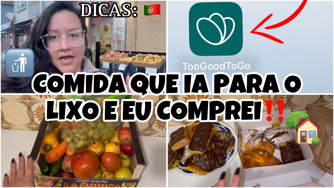 COMPREI COMIDA QUE IRIA PARA O LIXO EM PORTUGAL 🚮🇵🇹 (TOOGOODTOGO‼️) VLOG