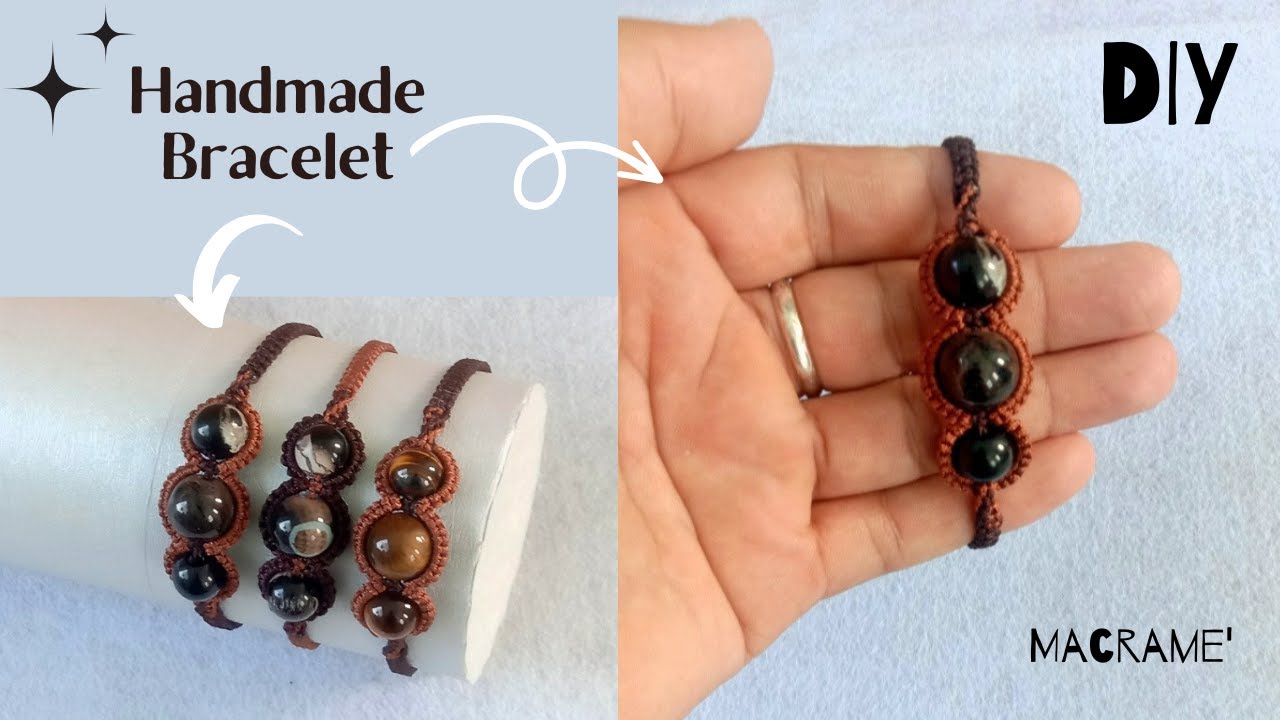 Handmade macrame bracelet with beads / DIY