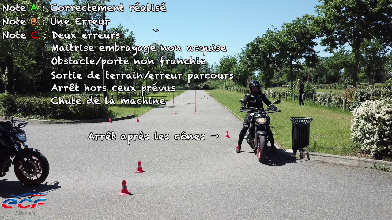 Parcours complet examen plateau moto