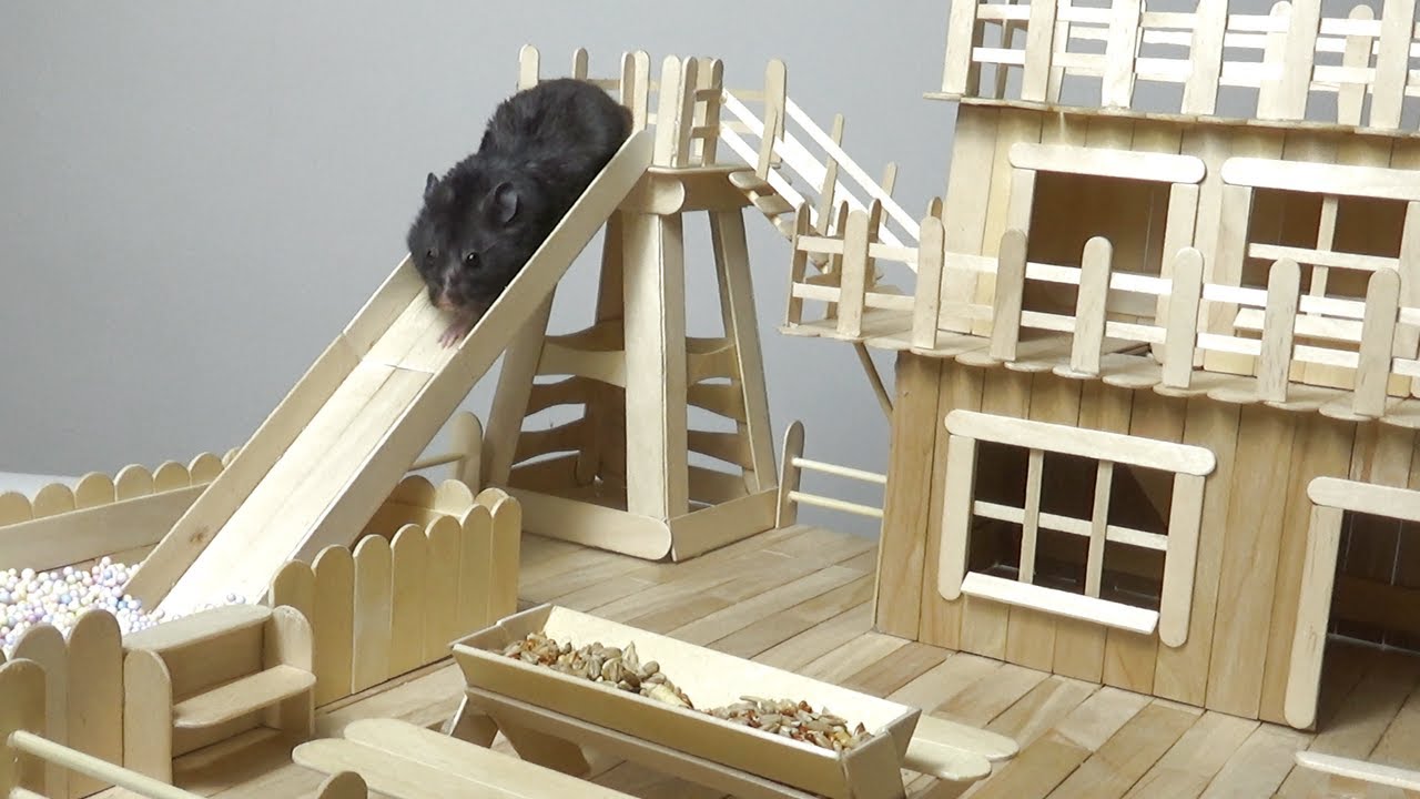 How to Make Popsicle Stick House and Slide for Hamster