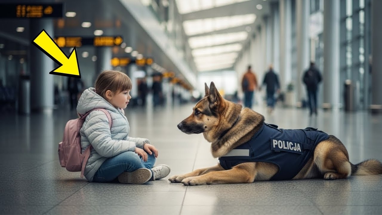 „Też się zgubiłeś?” — dziewczynka i samotny pies policyjny na lotnisku