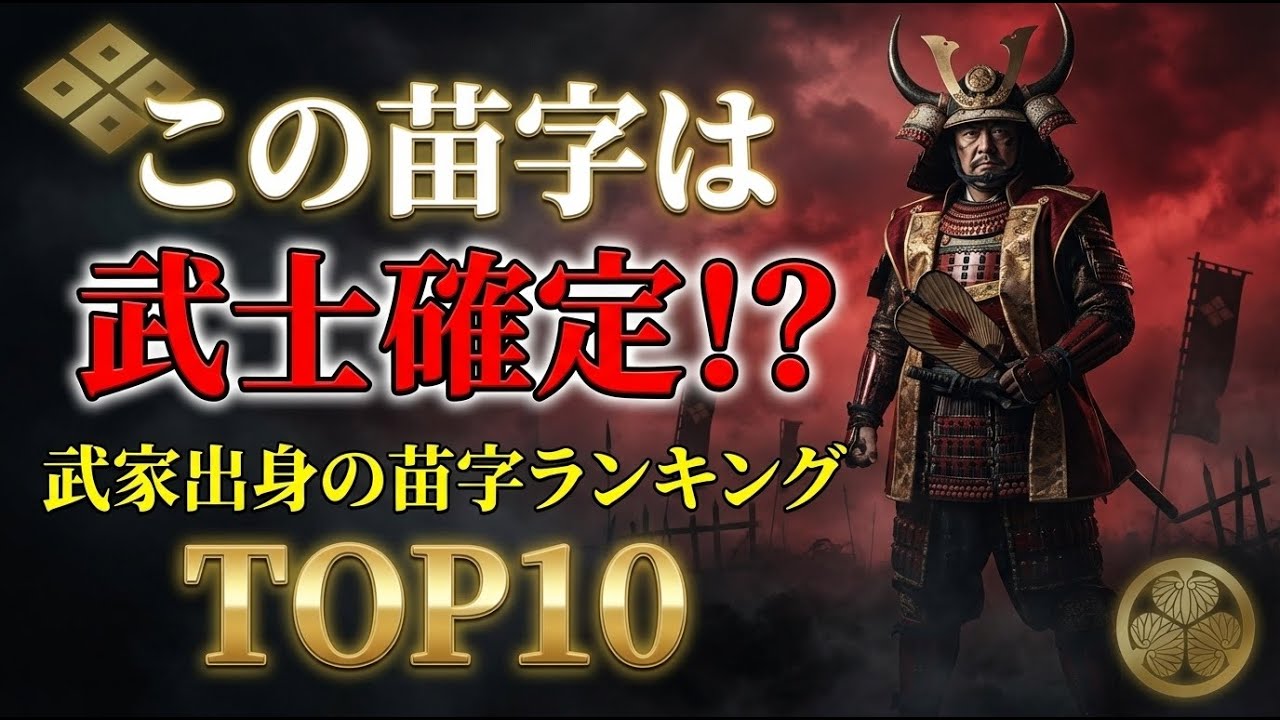 この苗字は武士確定！？武家出身の苗字ランキングTOP10 #苗字 #武士 #歴史 #日本史 #戦国時代 #江戸時代 #武田信玄 #徳川家康 #島津