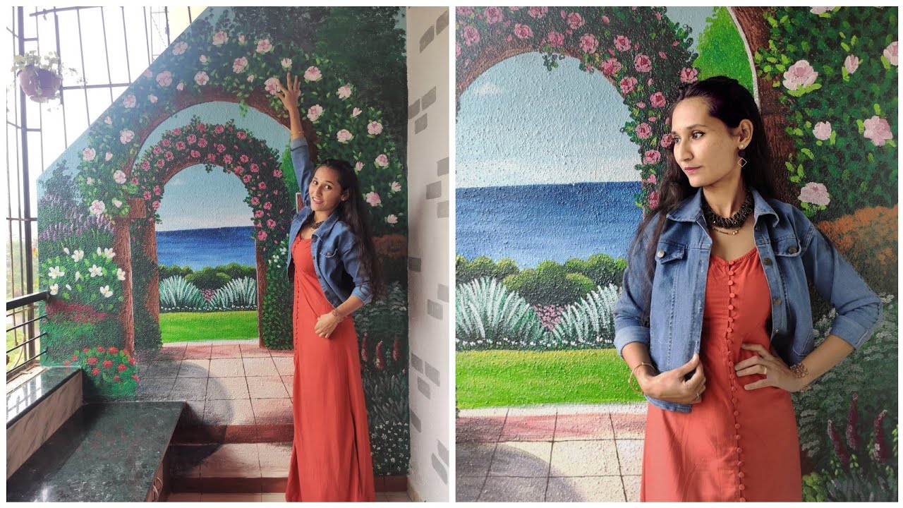 Balcony makeover ( 3D Garden view part 2 ) I Easy wall painting DIY I 3D wall painting