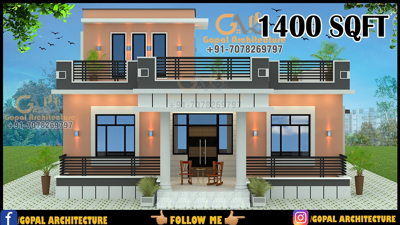 35x40 2BHK House Plan With Vastu| 1400 SQFT Ghar Ka Naksha | House Elevation| Gopal Architecture 2.0