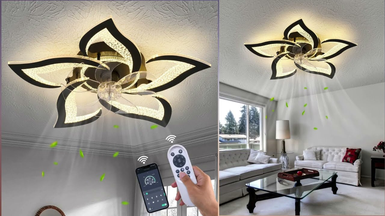 Ceiling Fans with Lights and Remote, Modern Low Profile Flush Mount Ceiling Fan