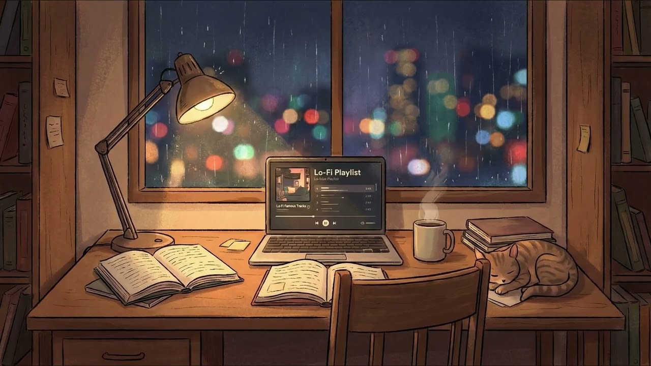 2 Hours Cozy Lo-Fi Study Music with Rain 🌧️