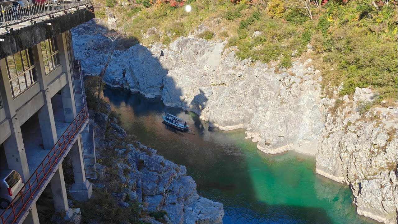 A scenic boat cruise at Oboke gorge in Otoyo Shikoku Japan 