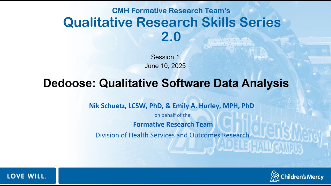 Session 1: Dedoose | Qualitative software data analysis