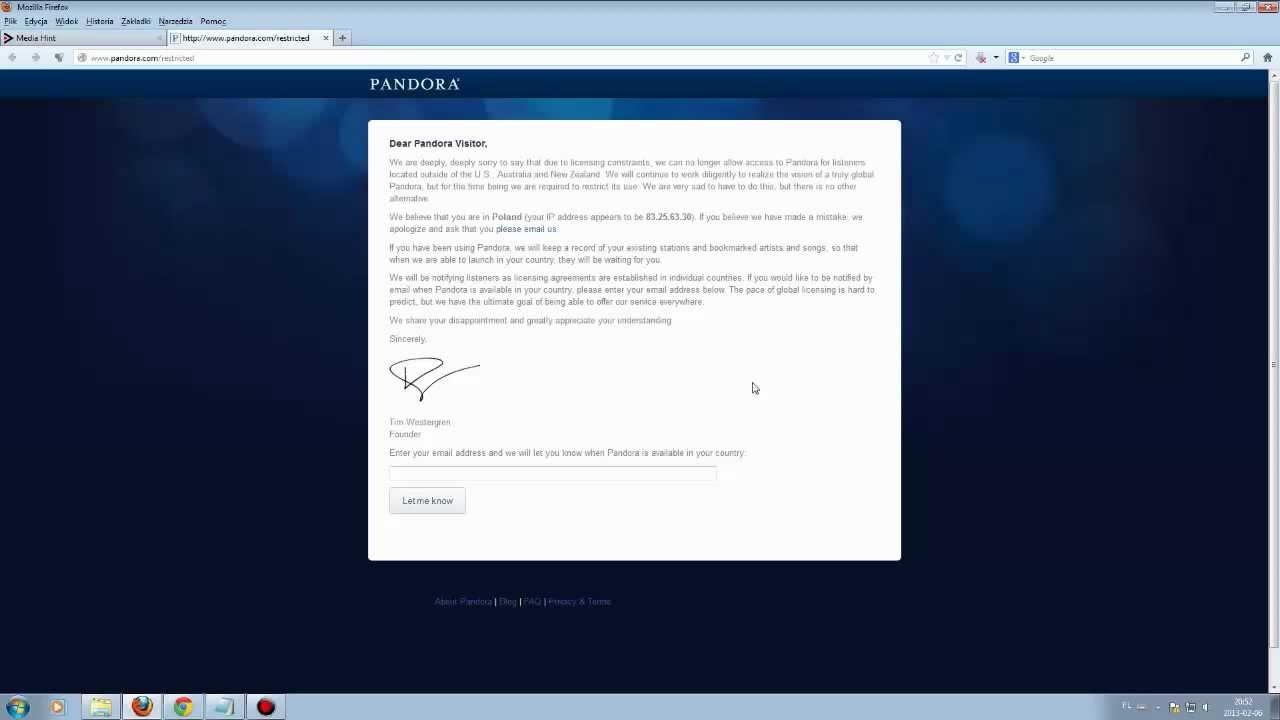 Radio Pandora - jak używać w Polsce (prosty spos&oacute;b)