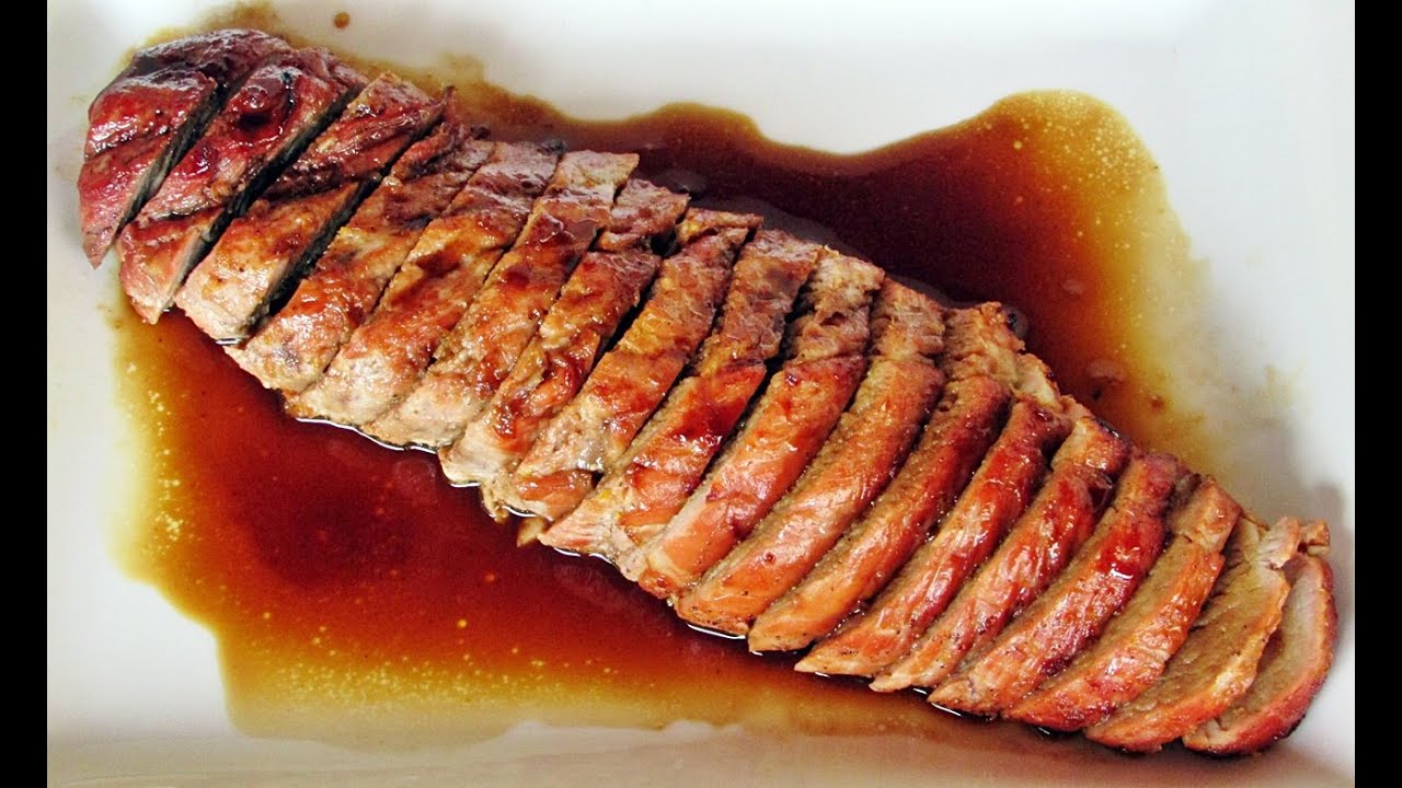 Filé mignon suíno ao shoyu,mel e laranja